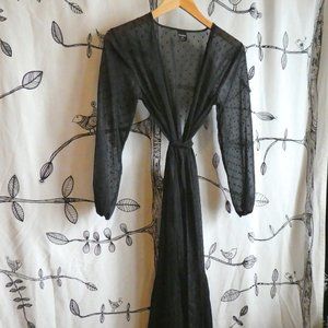EXPRESS sheer black polkadot negligee / robe